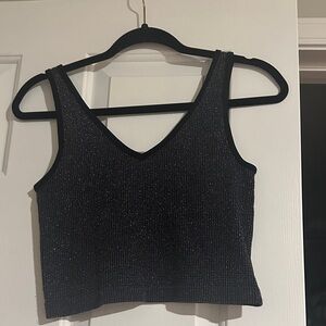 Buckle Black Sparkle Crop Top